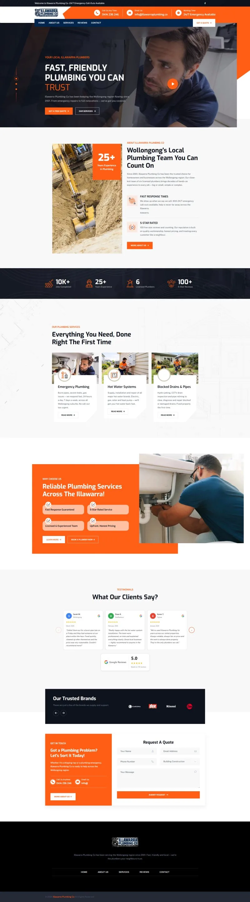 Illawarra Plumbing Co website, built by thriiv Digital