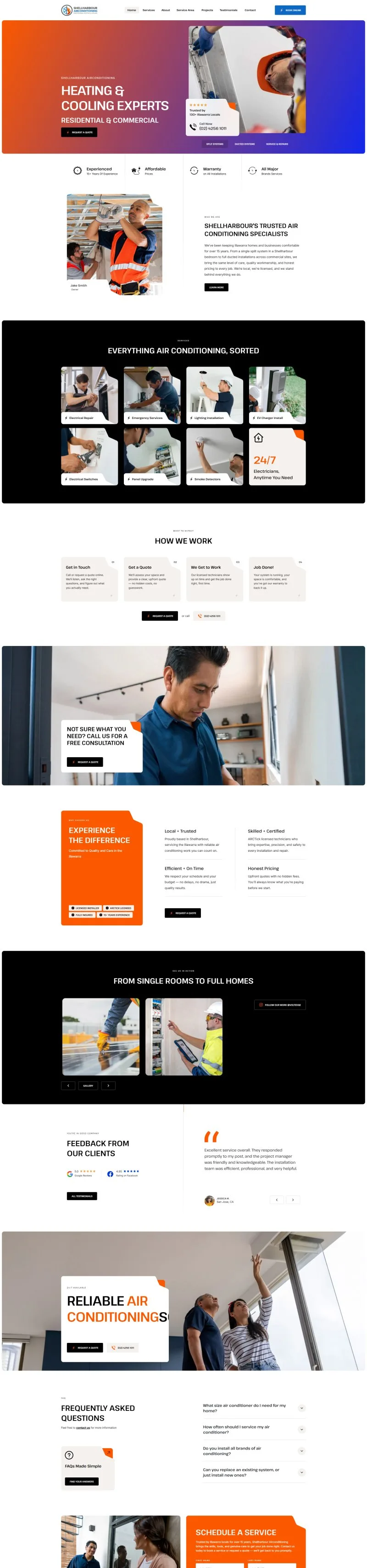 Shellharbour Airconditioning website, built by thriiv Digital